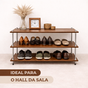 Ver mais imagens de Sapateira Mdf Marrom Banco Organizadora Porta Sapatos Hall Entrada Moderna Aberto Movel Simples