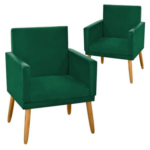 Kit 2 Poltronas Nina Cr Suede Verde para Penteadeira