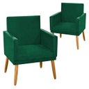 Ver imagem 1 de Kit 2 Poltronas Nina Cr Suede Verde para Penteadeira