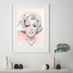 Quadro Marilyn Monroe - Perfume - 60x48cm:madeira Branca - 1