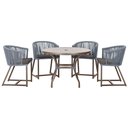 Ver imagem 1 de Mesa com 4 Cadeiras de Jantar Roma 100cm e Noronha em Aluminío Marrom Corda Nautica Estofado 11 Tram