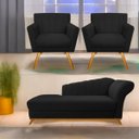 Ver imagem 1 de Kit Diva Recamier Vanessa 185cm Lado Esquerdo e 02 Poltronas Laura Suede - Doce Sonho Móveis RECAMIE
