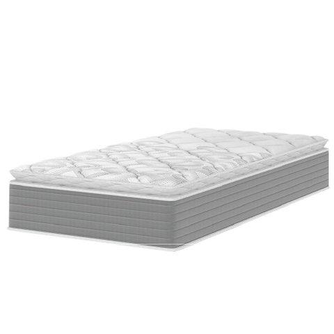 Colchão Solteiro Molas Ensacadas Pillow Top 88x188x25cm Martino Cinza Umaflex Cinza