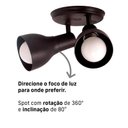 Ver imagem 2 de Luminária Spot de Sobrepor Duplo 2 Lâmpadas Direcionável E27 Cor:preto