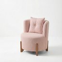 Ver imagem 3 de Poltrona Decorativa Orgânica Curva Luna Boucle Rosa - Montanaris Decor