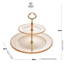Prato Para Doces Wolff Pearl Cristal 19x32x24cm Âmbar Duplo - 5