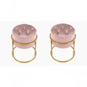 Ver imagem 1 de Kit 2 Puff Banqueta Estofado Decorativo Base de Ferro Capitonê Suede Rosa do Lar Móveis e Decora