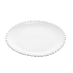 Kit 6 Pratos Porcelana Sobremesa Branca Beads 20Cm Gourmet - 2