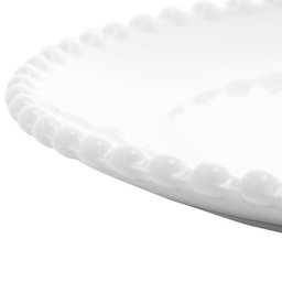 Kit 6 Pratos Porcelana Sobremesa Branca Beads 20Cm Gourmet - 6