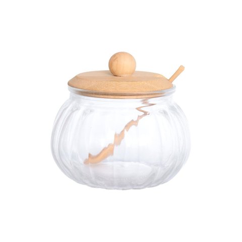 Açucareiro de Vidro com Tampa de Bambu Doraine 230m