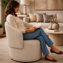 Ver imagem 5 de Poltrona Orgânica Maya Suede Bege Sala Quarto Recepção