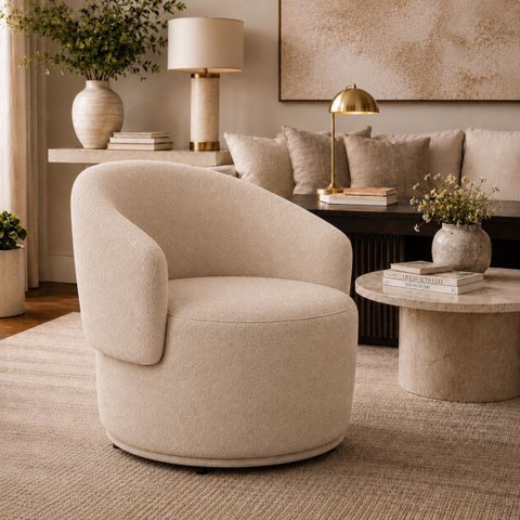 Poltrona Orgânica Maya Suede Bege Sala Quarto Recepção