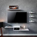 Ver imagem 1 de Rack Tv Suspenso Com 4 Nichos Moderno Decoração Conjunto