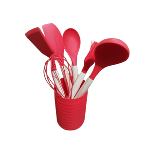 Ultensilios de Cozinha de Silicone Kit Silicone Utensílios 7peças Cor:vermelha