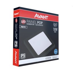 Painel De Sobrepor Quadrado Pop Preto 22 Cm 18W 6500K Bivolt Avant - 2
