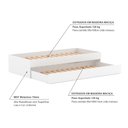 Ver imagem 3 de Bicama Solteiro Mdf Branco sem Cabeceira Mobilistore