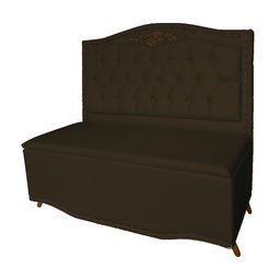 Cabeceira mais Calçadeira Casal King 195cm Para Cama Box Greta Suede Marrom - DS Estofados - 2