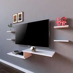 Rack Suspenso para Quarto Sala 4 Nichos Peças em MDF Branco - 2