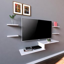 Rack Suspenso para Quarto Sala 4 Nichos Peças em MDF Branco - 3
