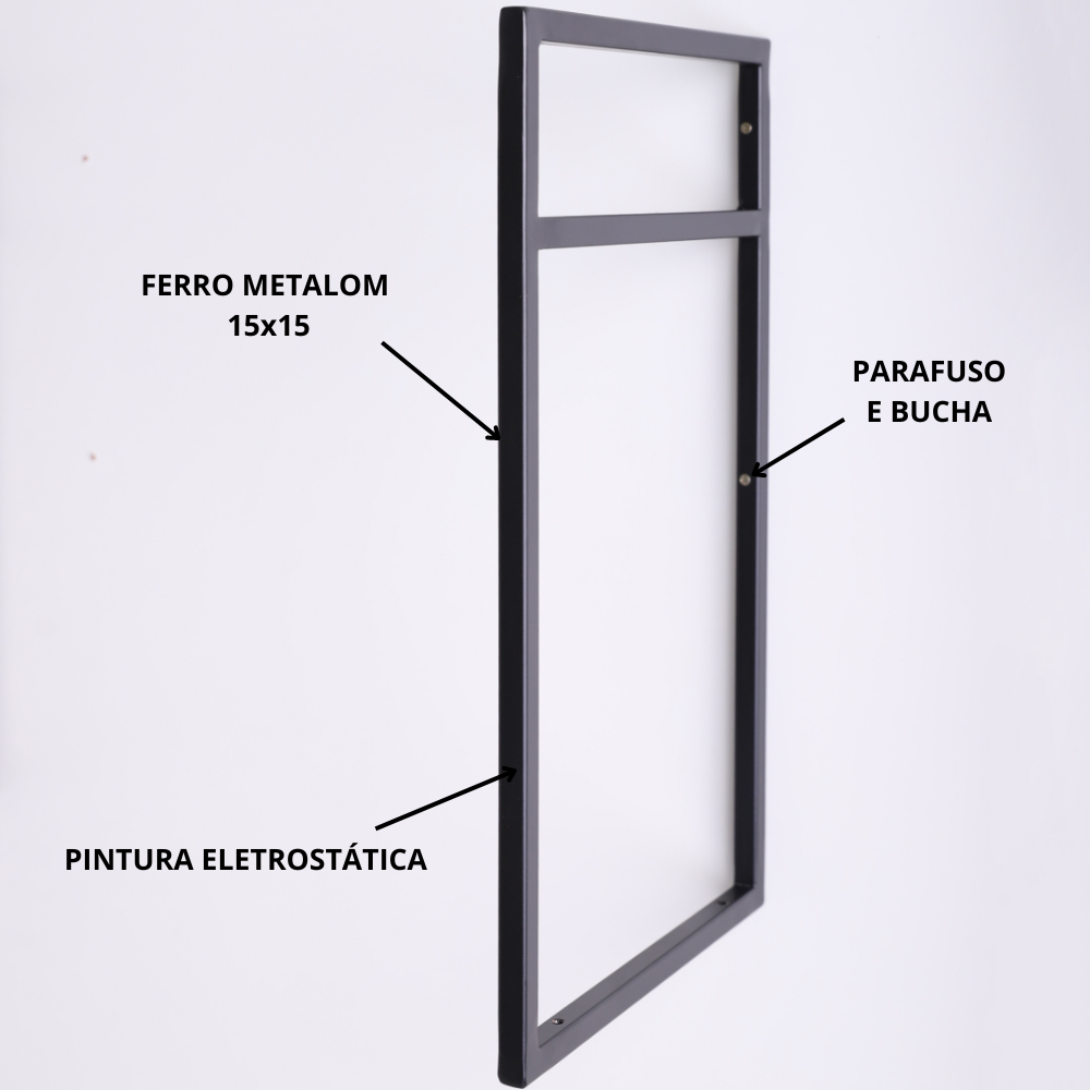 Estrutura para Prateleira 2 Niveis Industrial 50x30 Metal Preto - 4