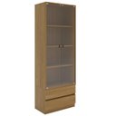 Ver imagem 3 de Cristaleira 2 Portas 2 Gavetas com LED e Portas de Vidro Liz Yescasa Marrom/Carvalho