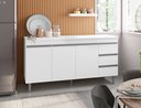 Ver imagem 1 de Balcão de Pia Multiuso para Cozinha sem Tampo 1,5m - Andréia: Branco