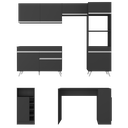 Ver imagem 5 de Armário de Cozinha com Bancada/mesa Gourmet Veneza Multimóveis Mp2174 Preto/branco