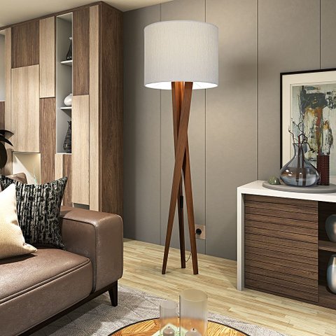 Luminária Abajur Tripé de Chão Paris Retrô Moderna Bivolt - Gelo