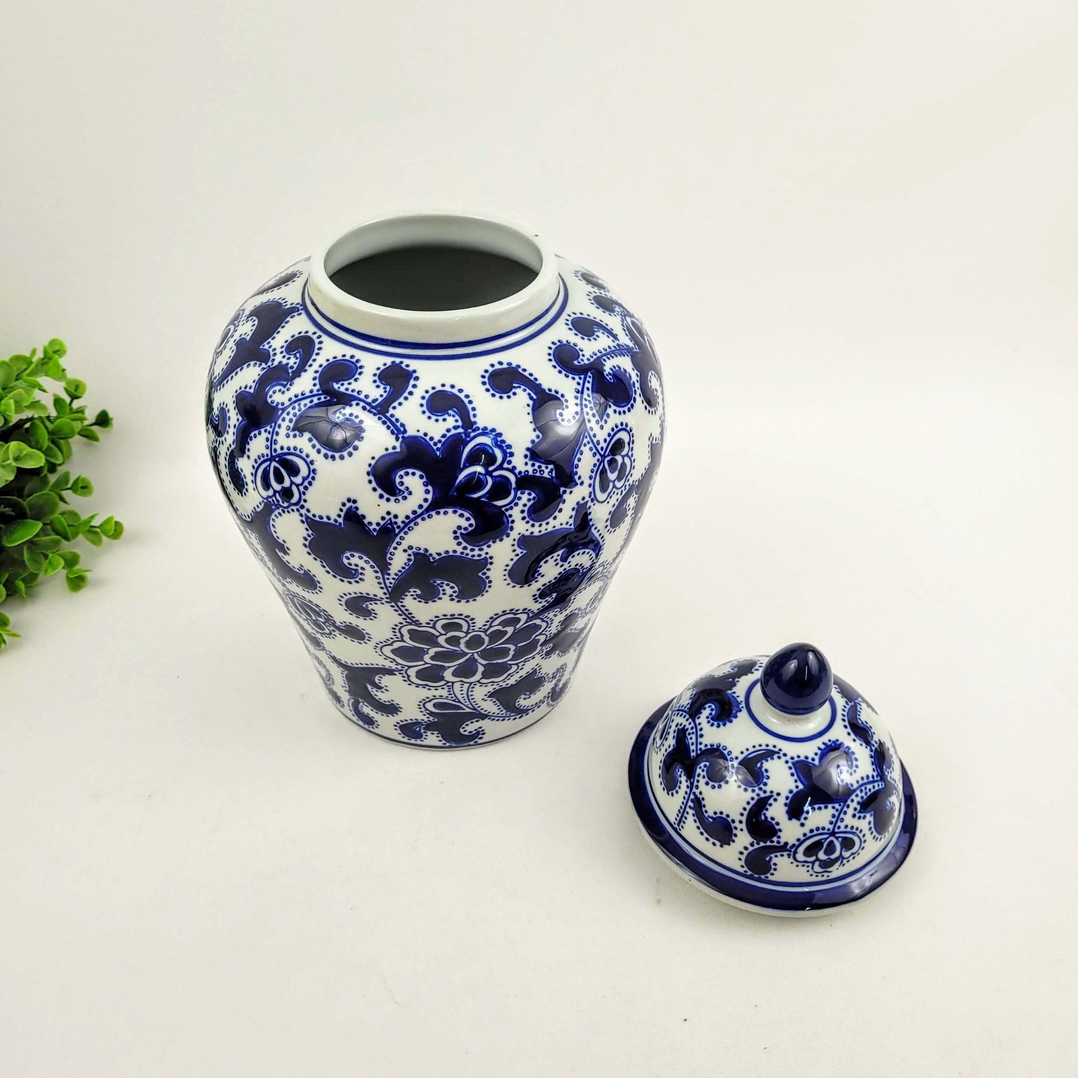 Pote Potiche Azul E Branco 29x18cm Porcelana Decoração - 3