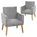Ver imagem 1 de Kit 2 Poltronas Decorativa Ninacr Suede Cinza para Penteadeira