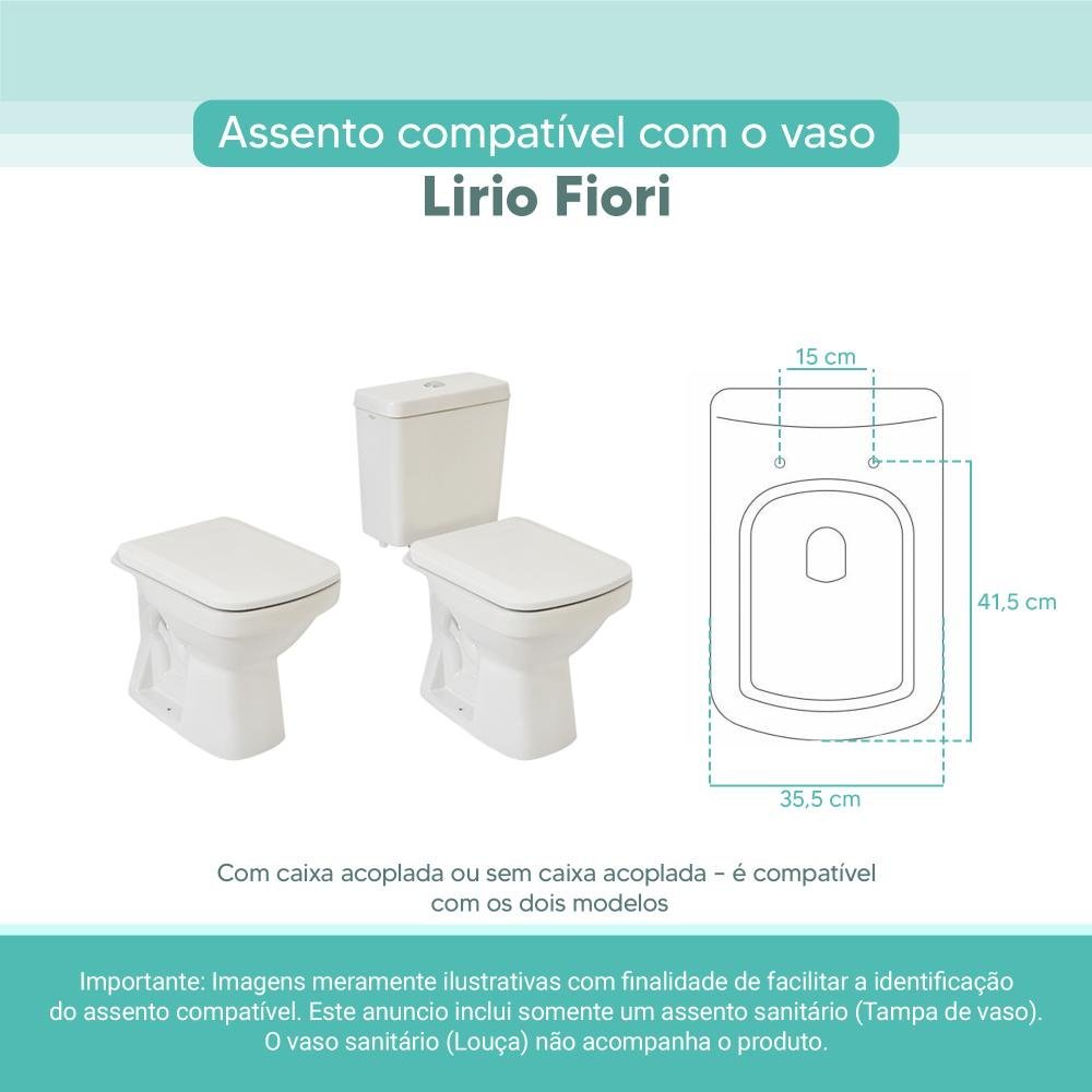 Tampa Vaso Sanitário Madeira Laqueada Lirio Branco para Bacia Fiori - 3