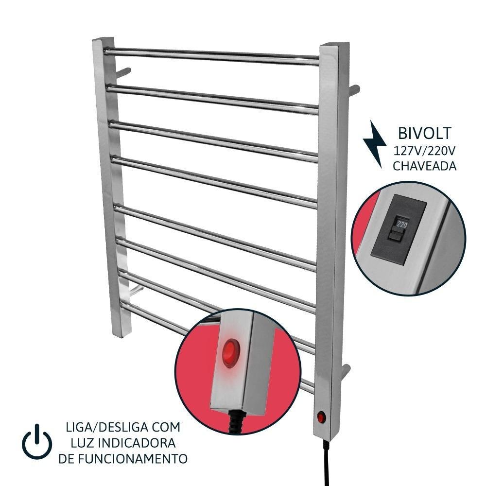 Toalheiro Térmico Bivolt Grande Cromado Lado Direito Aiello - 3