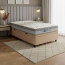 Ver imagem 2 de Cama Box Baú Solteiro Probel Espuma D33 Pillow Top 88x188x59cm Guarda Costas Lyon Branco/bege