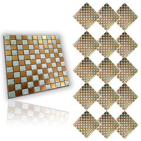 Pastilha de Vidro Kit 15 Uni Adesiva Parede Cozinha Sala Banheiro Decorativa Moderna Facil Aplicacao