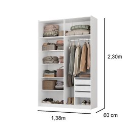 Guarda Roupa Solteiro Mdf 2 Portas 1 com Espelho 138,5 Cm Raffinato Belmax:branco - 6