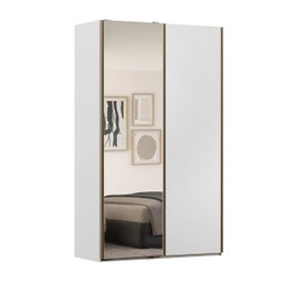 Guarda Roupa Solteiro Mdf 2 Portas 1 com Espelho 138,5 Cm Raffinato Belmax:branco - 4