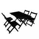 Ver imagem 1 de Mesa 120x70 com 4 Cadeiras Pretas para Jardins e Áreas Externas