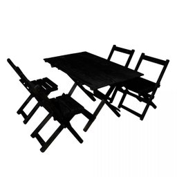 Mesa 120x70 com 4 Cadeiras Pretas para Jardins e Áreas Externas - 1