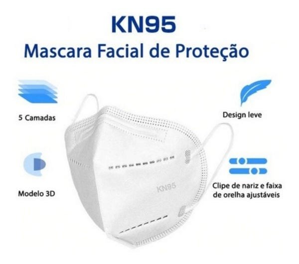 Kit 50 Máscara De Proteção Hospitalar KN95 Com Clip Nasal - 1