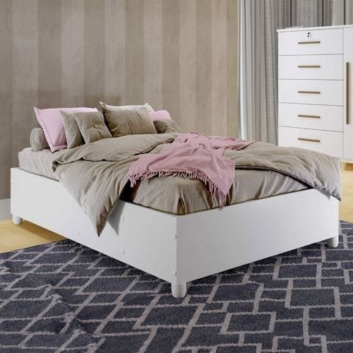 Base Cama Casal Box Siena Kaiki Móveis Branco - 4