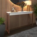 Ver imagem 2 de Aparador Industrial para Sala Midas 120x30cm Branco com Cobre - Cantinho do Café