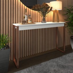 Aparador Industrial para Sala Midas 120x30cm Branco com Cobre - Cantinho do Café - 2