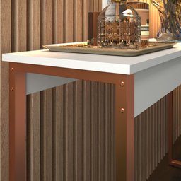 Aparador Industrial para Sala Midas 120x30cm Branco com Cobre - Cantinho do Café - 3