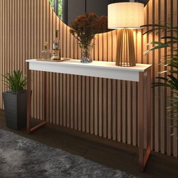 Aparador Industrial para Sala Midas 120x30cm Branco com Cobre - Cantinho do Café - 4