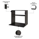 Ver imagem 3 de Suporte Micro-ondas Forno Armário Aéreo 60cm 1 Prateleira Aura M24 Preto - Mpozenato