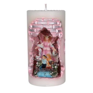 Anjo Da Guarda na Vela Gruta Cor: Branco com Rosa