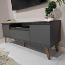 Ver imagem 2 de Rack para Tv com Prateleira 150cm Retro Mdf Grafite Dallas - On Móveis