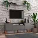 Ver imagem 1 de Rack para Tv com Prateleira 150cm Retro Mdf Grafite Dallas - On Móveis