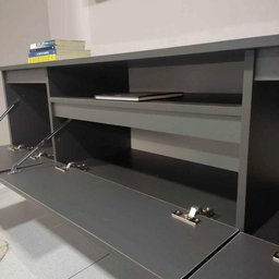 Rack para Tv com Prateleira 150cm Retro Mdf Grafite Dallas - On Móveis - 5