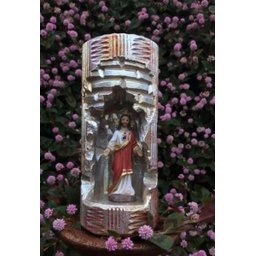 Sagrado Coração de Jesus na Vela Gruta cor: Vermelho e Dourado - 2